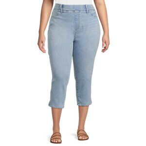 TERRA & SKY WOMENS SZ 3X (24 W / 26 W) CAPRIS JEANS LIGHT BLUE WASH JEGGINGS NWT